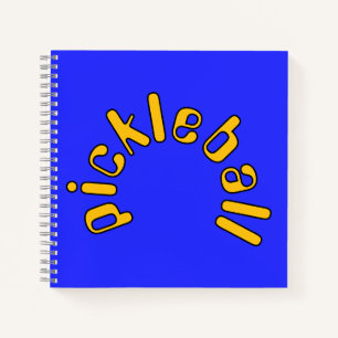 Fun Mod Fett gelber Pickleball Text auf hellblau Notizbuch