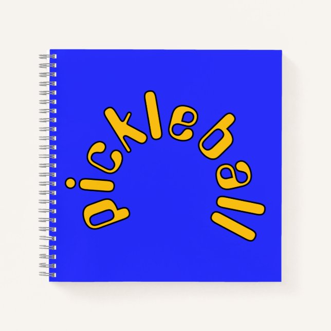 Fun Mod Fett gelber Pickleball Text auf hellblau Notizbuch (Vorderseite)