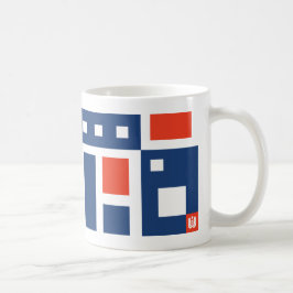 Fun Mod Geometric in Rot, Weiß und Blau Kaffeetasse