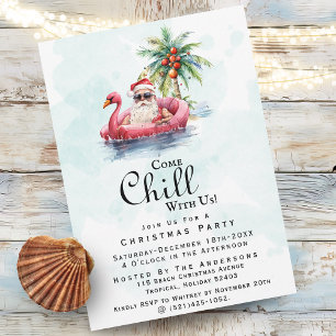 Fun Modern Beach Themed Weihnachten Party Einladung
