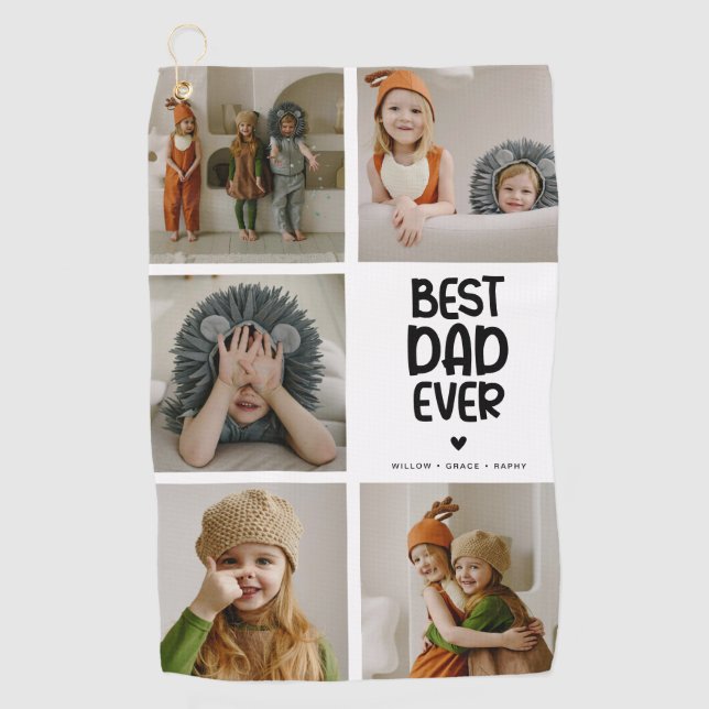 Fun Modern 'BEST VATER EVER' 5 Foto Golfhandtuch (Vorderseite)