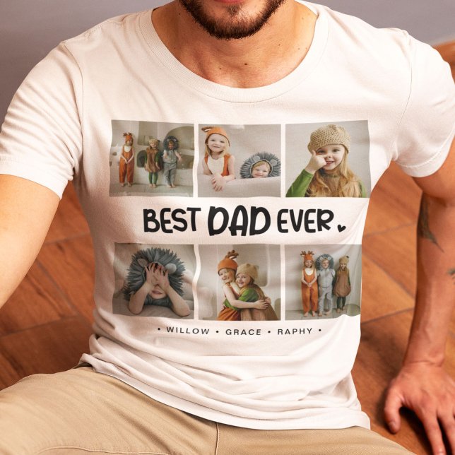 Fun Modern 'BEST VATER EVER' 6 Foto T-Shirt (Von Creator hochgeladen)