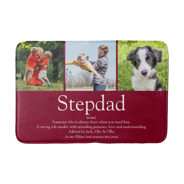Fun Modern Cool Stepfather Stepdad Foto Collage Badematte (Vorderseite)