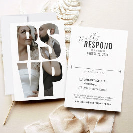 Fun Modern Foto Words Wedding Formal RSVP Card