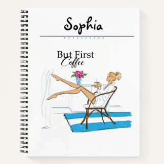 Fun Modern Girly But First Coffee Notizbuch