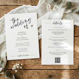 Fun Modern Handwriting Black & White Wedding Einladung
