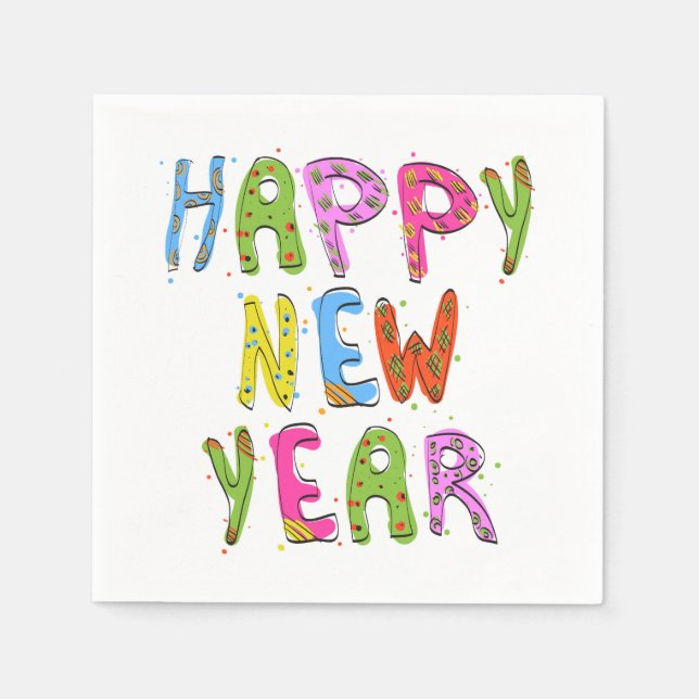 Fun Modern Happy New Year | Urlaub Serviette (Vorderseite)