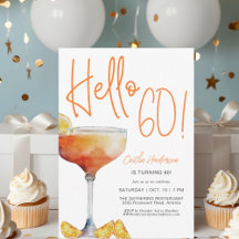 Fun Modern Orange Hello 60. Geburtstag