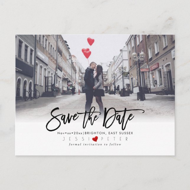 Fun Modern Pinselschrift Save the Date Ankündigungspostkarte (Vorderseite)