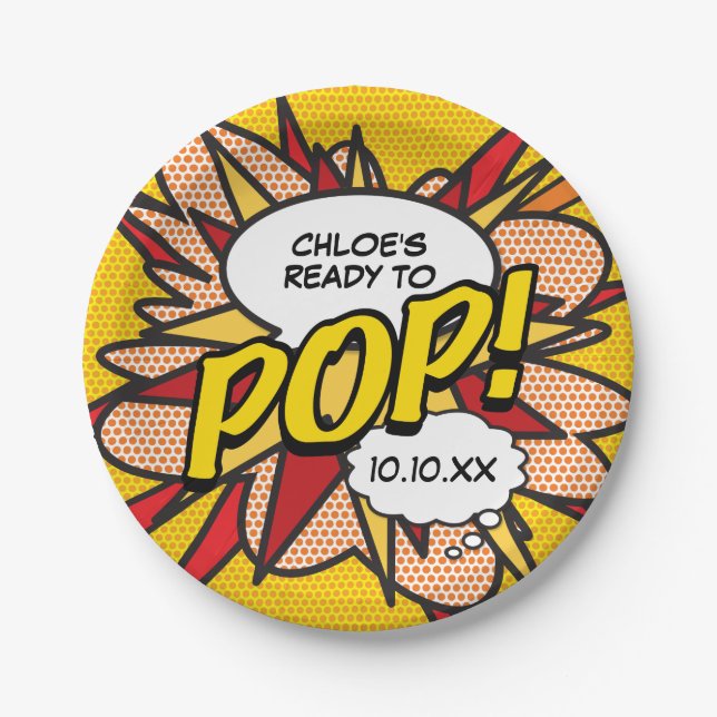 Fun Modern ready to POP Baby Shower Pappteller (Vorderseite)