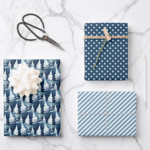 Fun Modern skandinavisches Abstraktes Pine Tree Mu Geschenkpapier Set