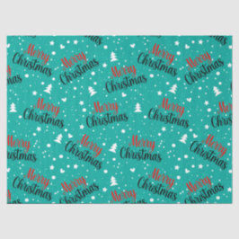 Fun Modern Teal Merry Christmas Script Decoupage Seidenpapier