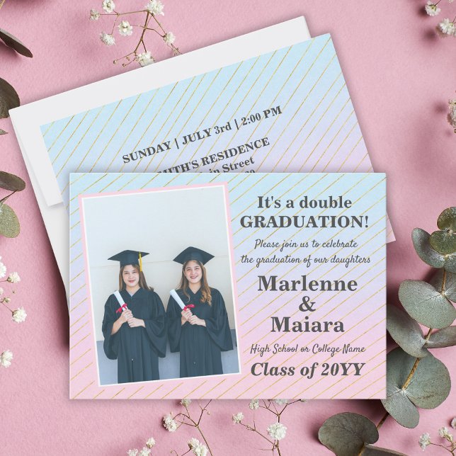 Fun Modern Twins Abschluss Einladung (Fun Modern Twins Graduation Invitation
)