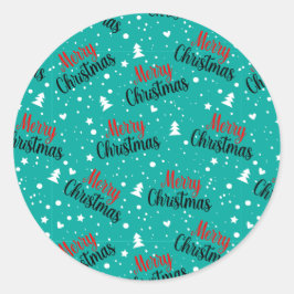 Fun Moderne Aquamarine Weihnachtsschrift Runder Aufkleber