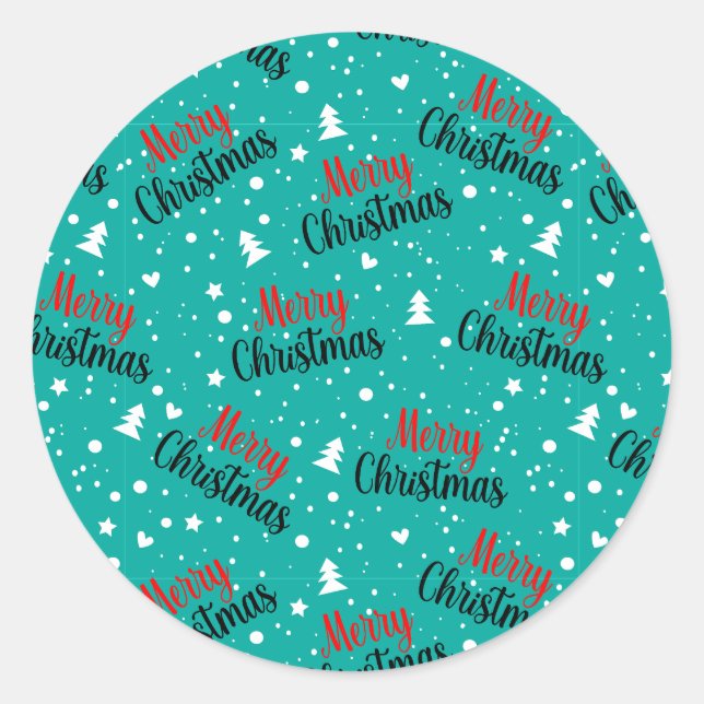 Fun Moderne Aquamarine Weihnachtsschrift Runder Aufkleber (Vorderseite)