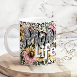 Fun Mom Life Floral Animal Print Coffee Mug