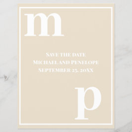Fun Monogram Champagne Beige Budget Save the Date Flyer