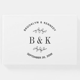 Fun Monogram Floral Botanical Wedle Name Gästebuch