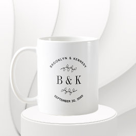 Fun Monogram Floral Botanical Wedle Name Kaffeetasse