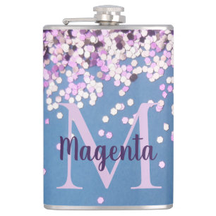 Fun Monogram Lavender Confetti auf Blue Flachmann