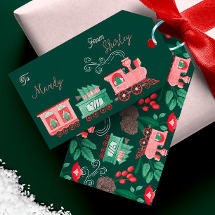 Fun Monogram Vintag Train Christmas Tree Lieferung Geschenkanhänger