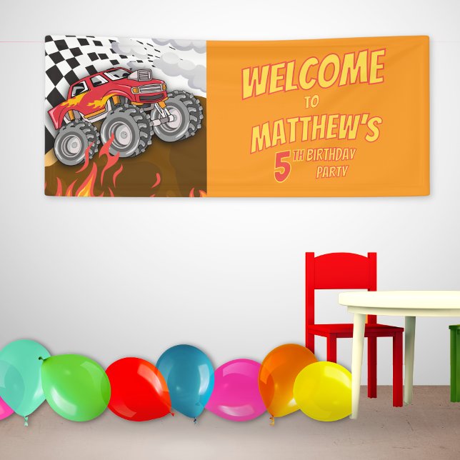  Fun Monster Truck Birthday Welcome Party Banner (Von Creator hochgeladen)