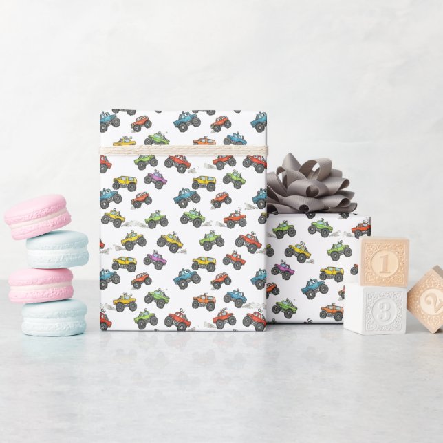 Fun Monster Trucks Birthday Party  Geschenkpapier (Babyparty)