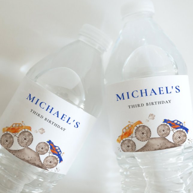 Fun Monster Trucks Wasserflaschen-Etikett (Von Creator hochgeladen)