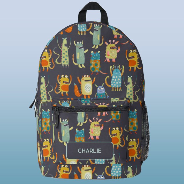 Fun Monsters Personalisiert Bedruckter Rucksack (Fun personalized name monsters pattern backpack)