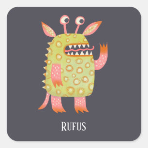 Fun Monsters Personalisiert Quadratischer Aufkleber