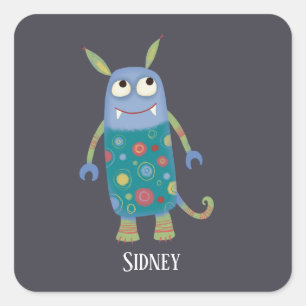 Fun Monsters Personalisiert Quadratischer Aufkleber