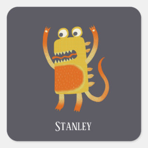 Fun Monsters Personalisiert Quadratischer Aufkleber