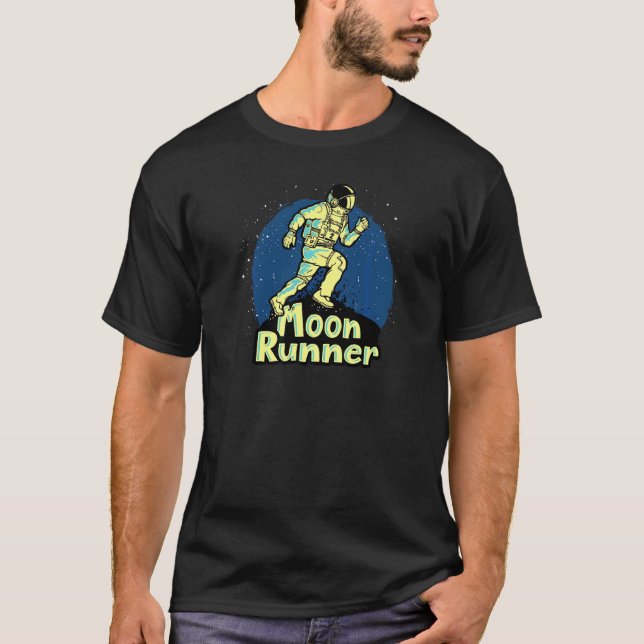 Fun Moon Runner Astronaut Workout Graphic T-Shirt (Vorderseite)