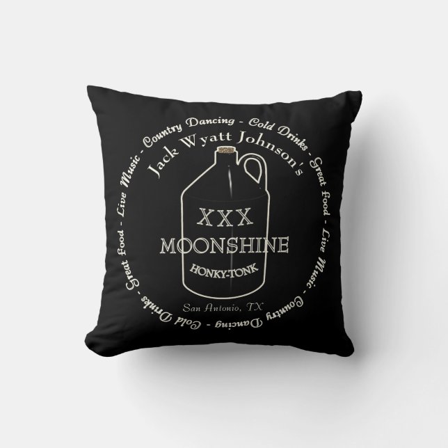 Fun Moonshine Honky-Tonk Bar Throw Kissen (Vorderseite)