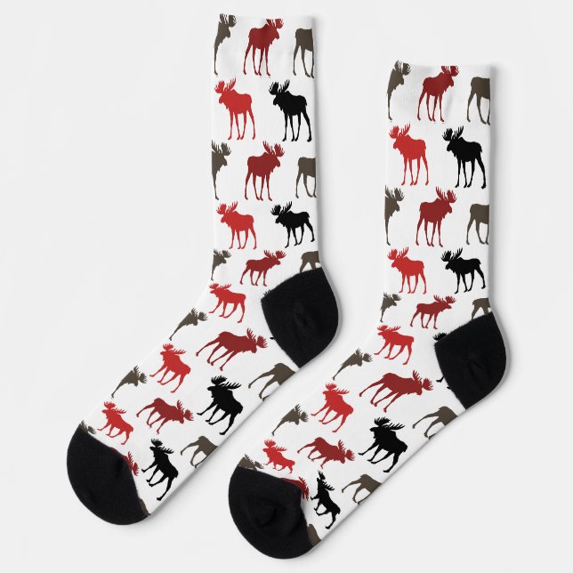 Fun Moose on the Loose Pattern Socken (Linkes Detail)
