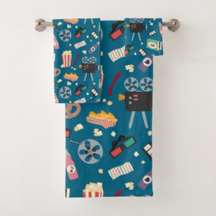 Fun Movie Night Film Popcorn Muster Badhandtuch Set