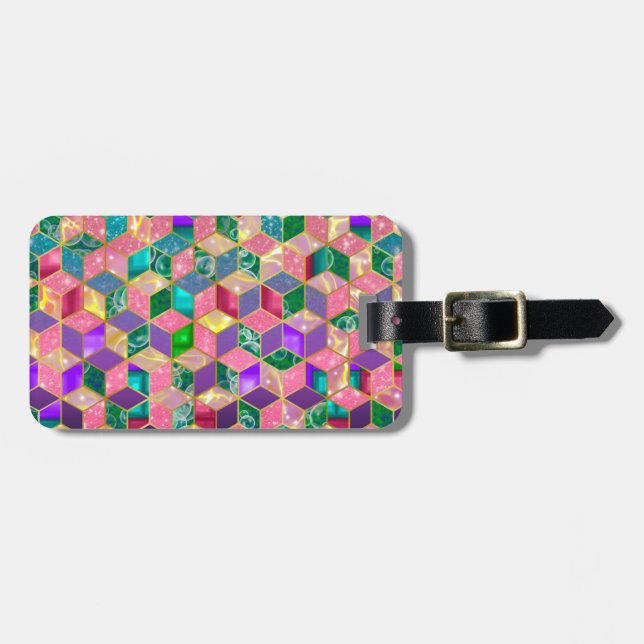 Fun Multi-Mixed Diamond-Shaped Hexagon Gepäckanhänger (Vorderseite horizontal)