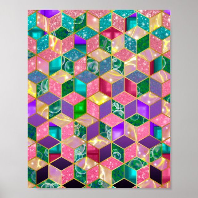 Fun Multi-Mixed Diamond-Shaped Hexagon Poster (Vorne)