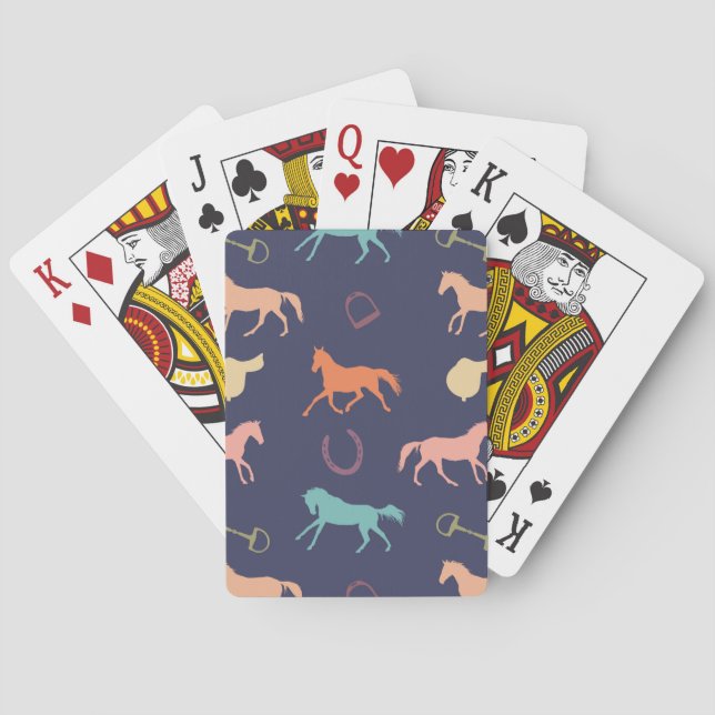 Fun Multicolor Englisch Pferdemuster Spielkarten (Rückseite)