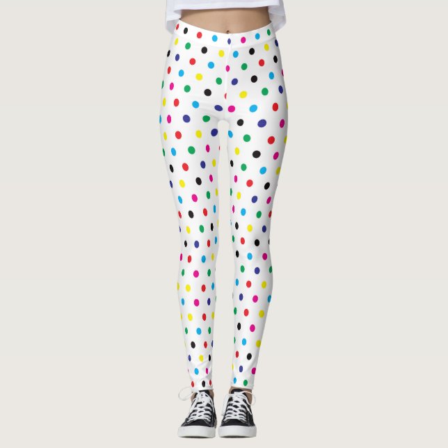 Fun Multicolor Polka Dot Pattern Leggings (Vorderseite)