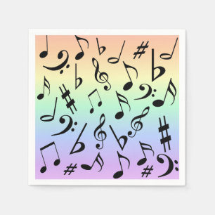 Fun Musical Notes Rainbow Party Napkins Serviette