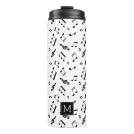Fun Musiknotens Muster Mit Monogramm Thermosbecher