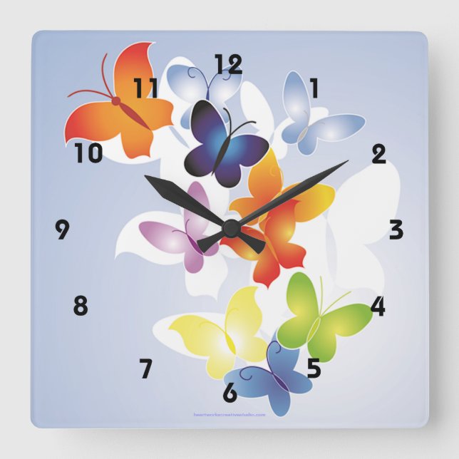 Fun 'N' Colorful Quadratische Wanduhr (Vorderseite)