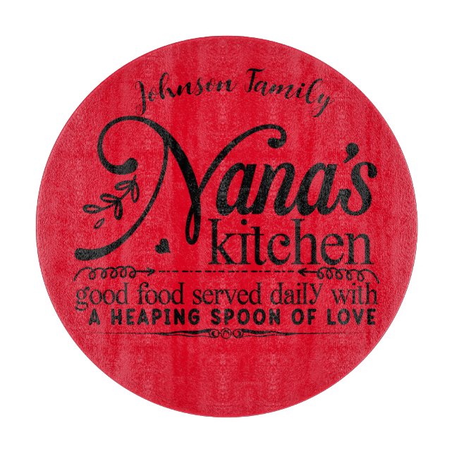 Fun Nana's Kitchen Schneiderbrett. Bearbeitbarer N Schneidebrett (Vorderseite)