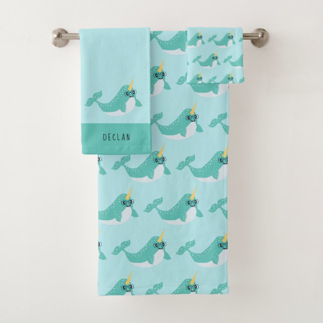 Fun Narwhal mit Brille Badhandtuch Set (Insitu)