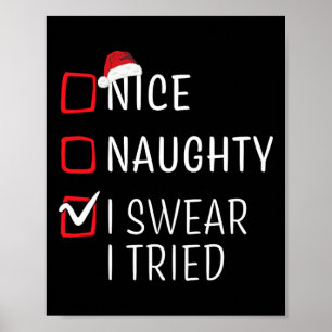 Fun Naughty Nice Weihnachtsfamilie Pajama Männer F Poster