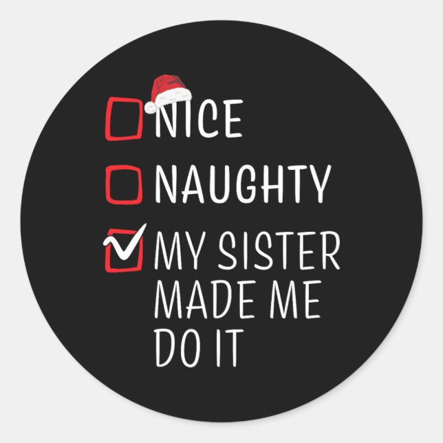 Fun Naughty Nice Weihnachtsfamilie Pajama Männer F Runder Aufkleber (Vorderseite)