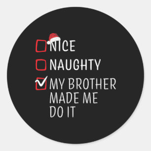 Fun Naughty Nice Weihnachtsfamilie Pajama Männer F Runder Aufkleber