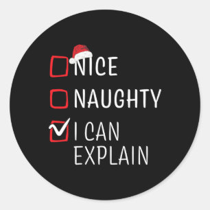 Fun Naughty Nice Weihnachtsfamilie Pajama Männer F Runder Aufkleber