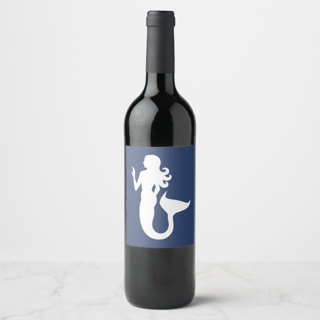 Fun nautic MERMAID thema Weinetikett (Vorderseite)